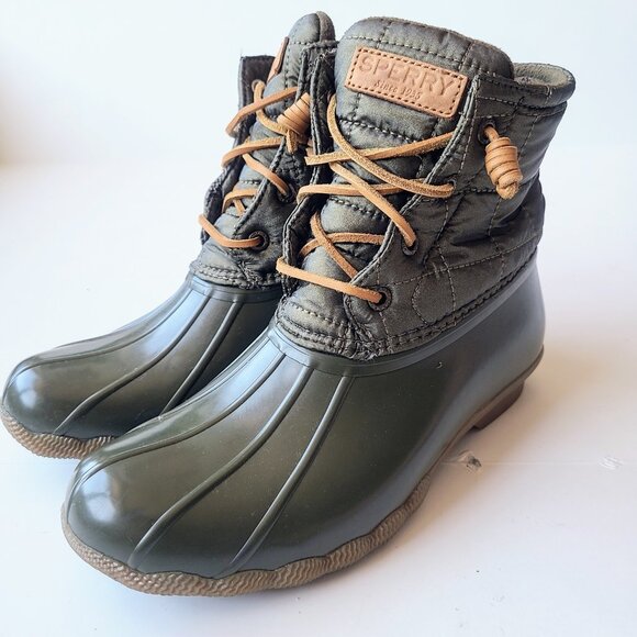 Sperry Green Quilted Nylon Saltwater Women's Duckboots Size 7M - Picture 7 of 13